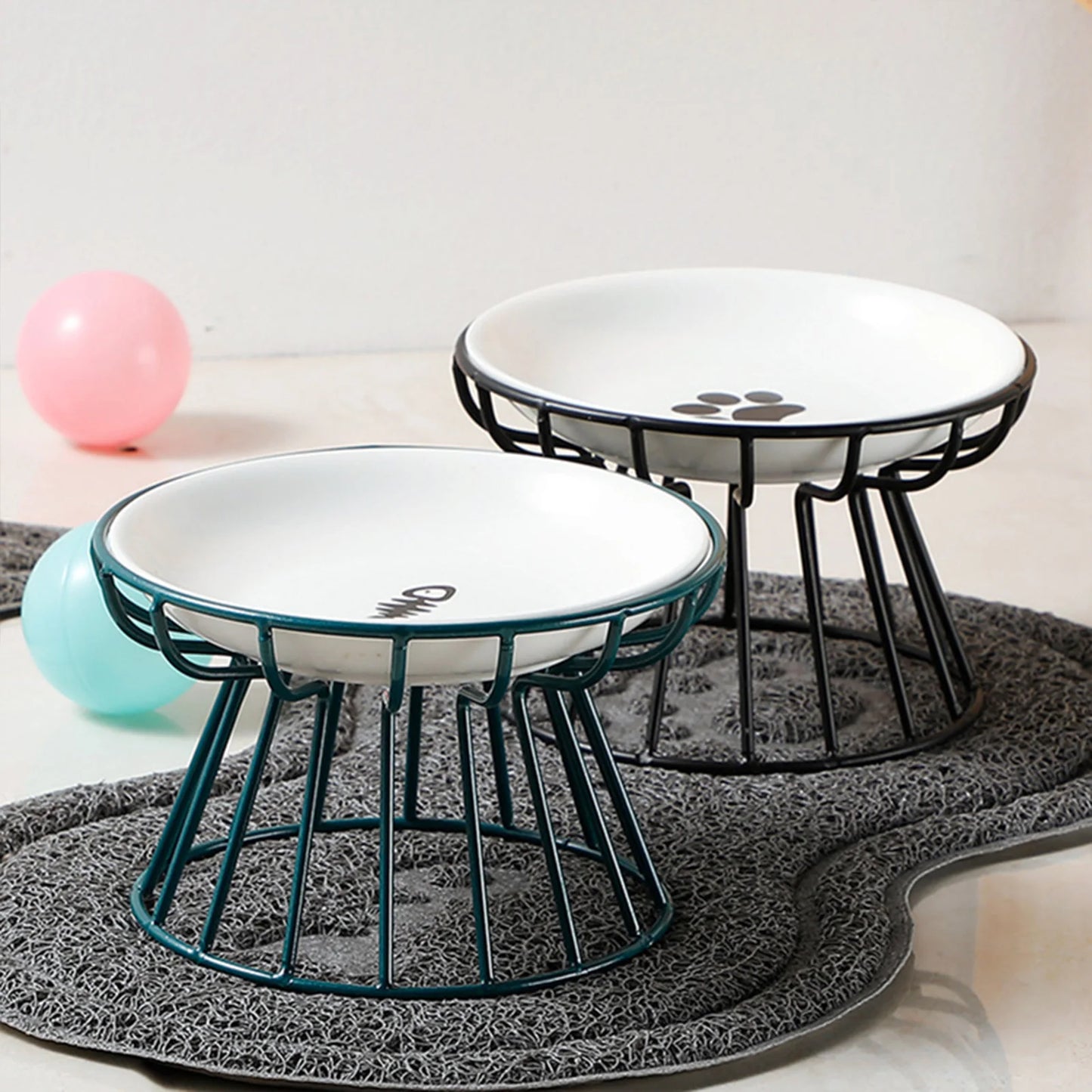 Ceramic Cat Food Bowl Whisker Friendly Shallow Dish Non Slip