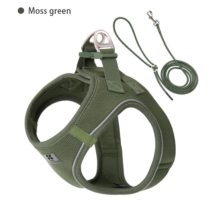 Dog Harness Leash Set Reflective Adjustable For Small Medium Dogs
