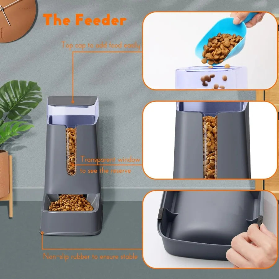 Hign-concerned Automatic Cat Feeder and Water Dispenser Set