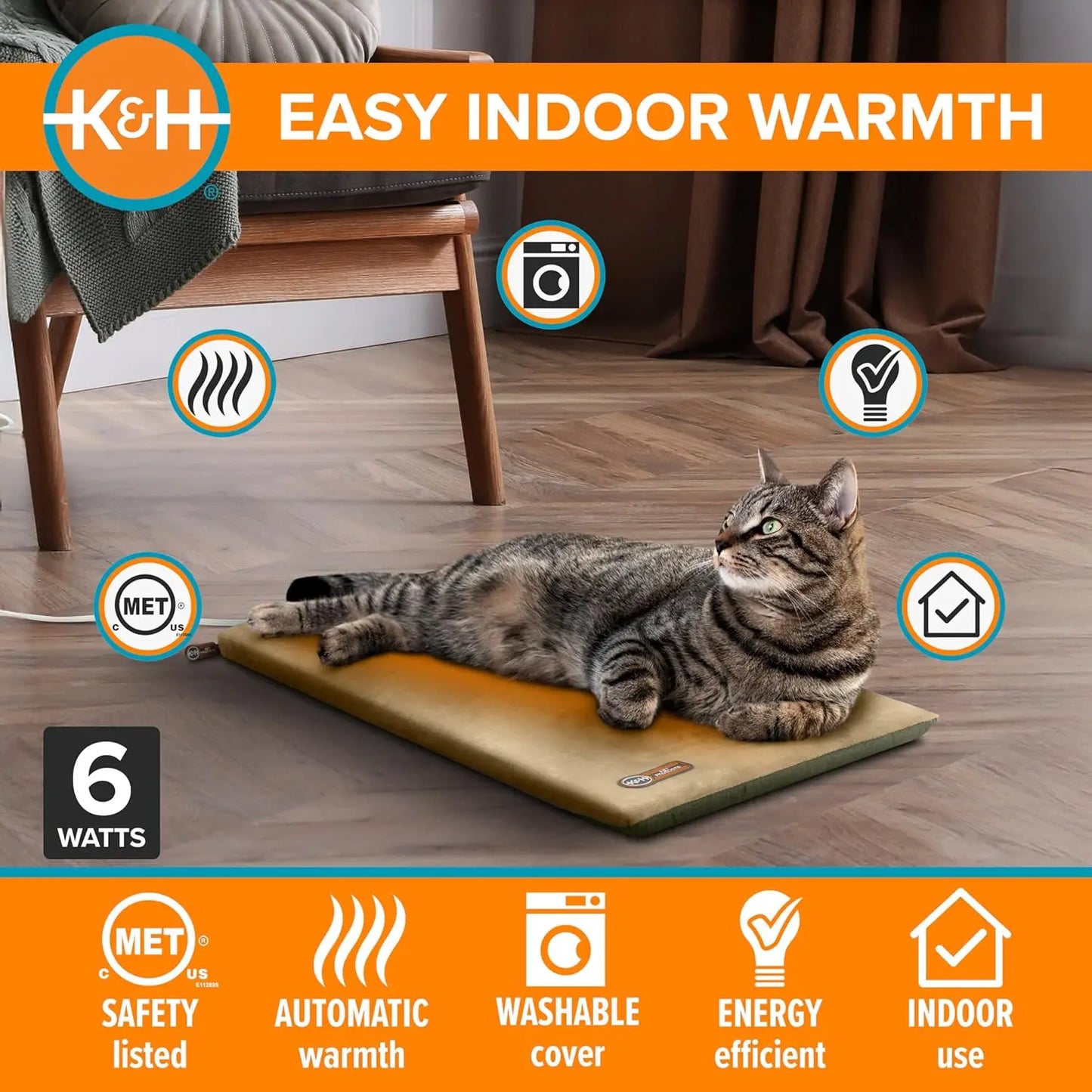XMSJ Heated Cat Bed Pad For Indoor Cats Calming Warm Mat