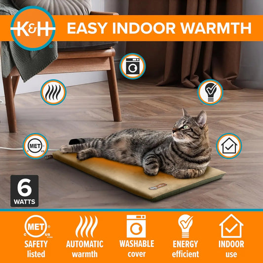 XMSJ Heated Cat Bed Pad For Indoor Cats Calming Warm Mat