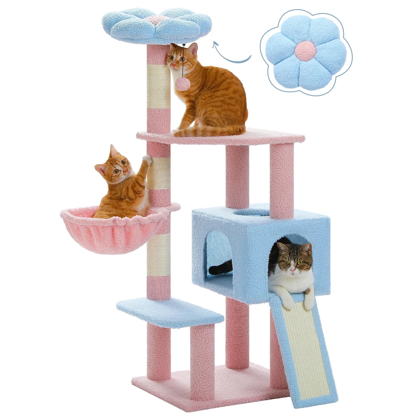 PEQULTICN Flower Cat Tree Multi Level Cat Tower With Scratching Posts