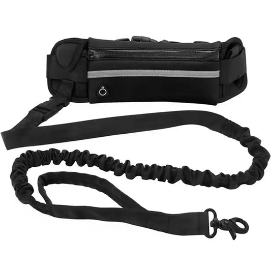Reflective Hands Free Dog Leash With Retractable Belt Waist Bag