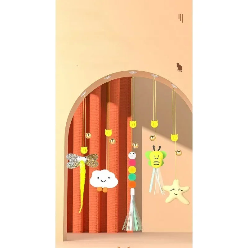 CN Cat Rope Teasing Toy With Bell Hanging Playground Swing