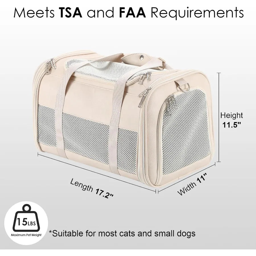 Fashion Leather Dog Carrier Airline Approved Soft Sided Pet Bag