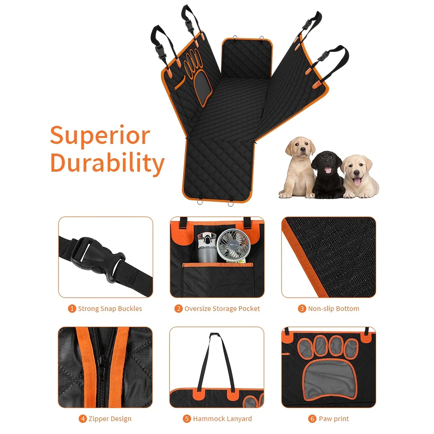 NONECN Dog Seat Cover Hammock for Cars Heavy Duty NonSlip