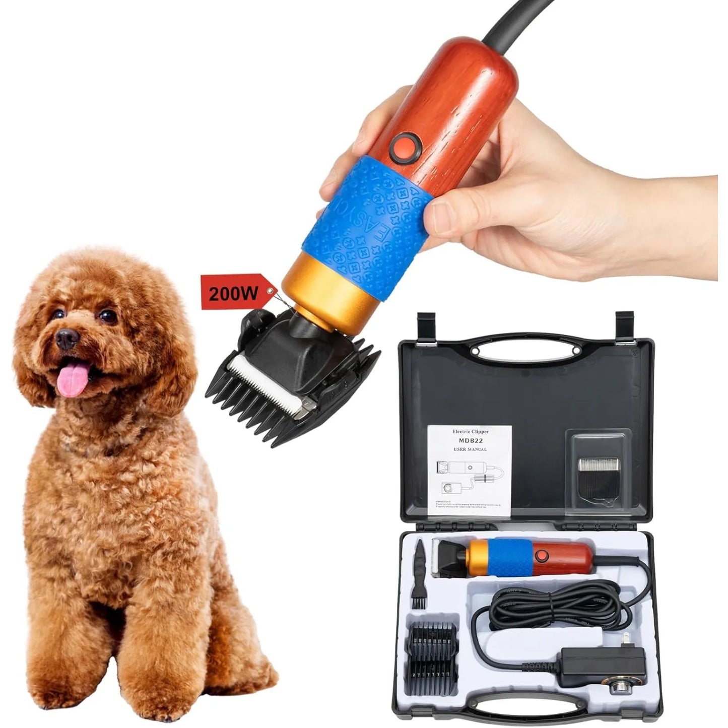 Bymaocar 200W Pet Clippers Low Noise Grooming Kit For Pets