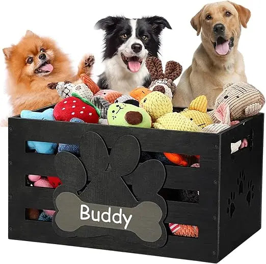 Plastic Dog Toy Storage Basket With Handles And Paw Pattern