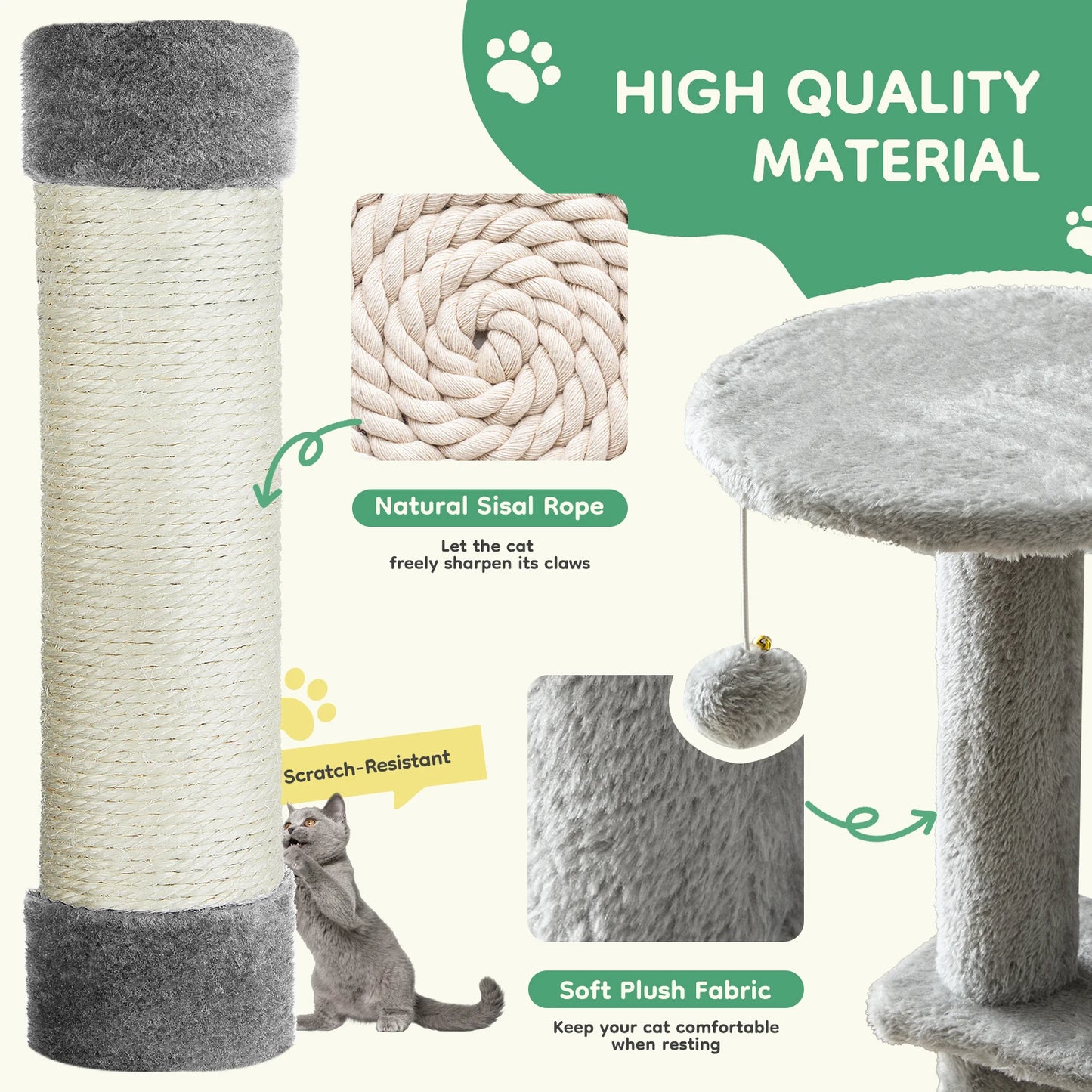 JHK Four Level Multi Cat Climbing Cat Tree Tower Sisal