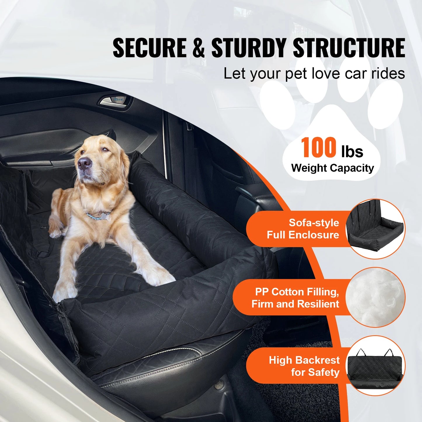 SucceBuy Dog Car Seat Waterproof Booster With Clip On Leash