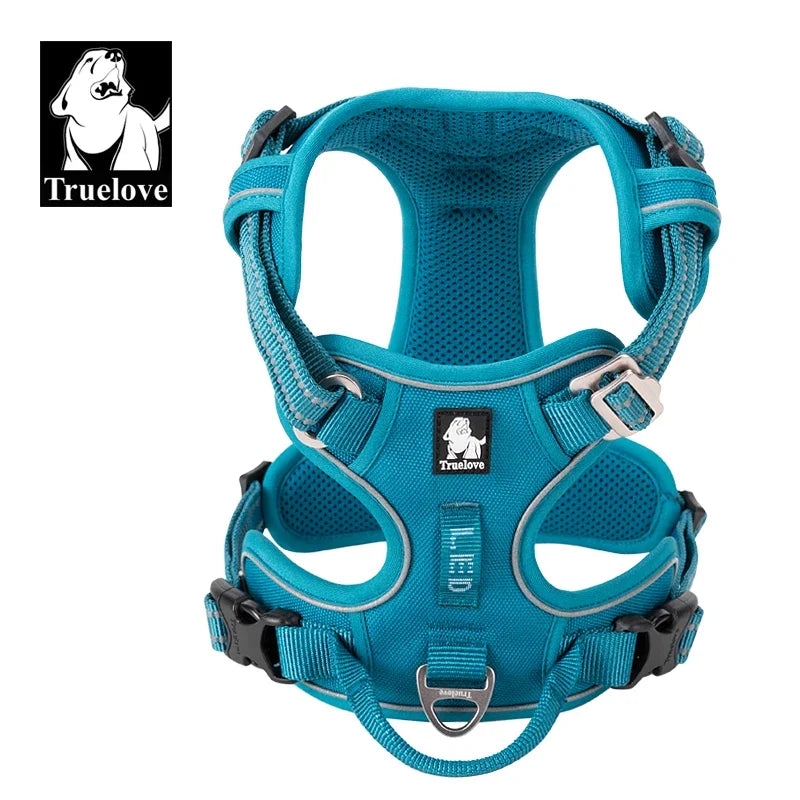 TRUELOVCN Reflective Nylon Dog Harness No Pull Adjustable