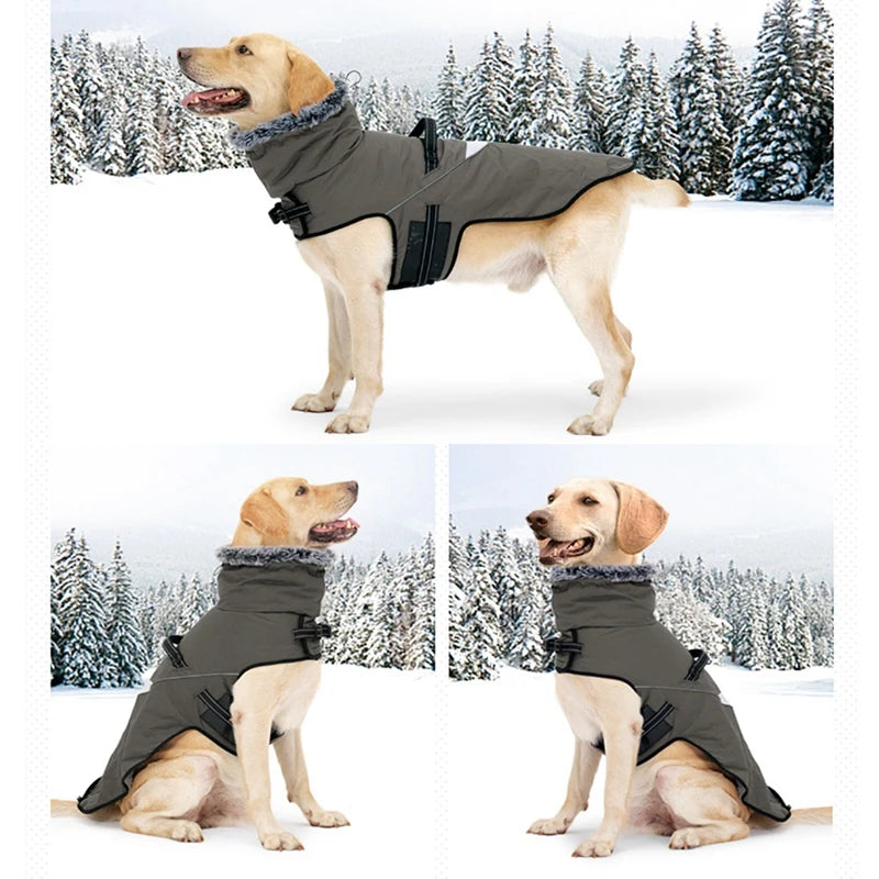NONECN Winter Dog Jacket With Harness Waterproof Coat