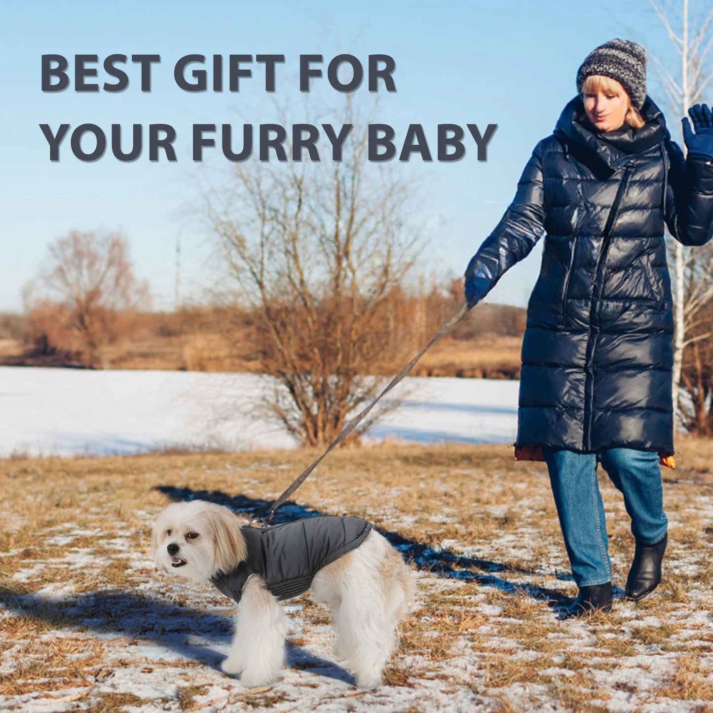 NONECN Dog Winter Coat With Zipper Windproof For Pets Durable