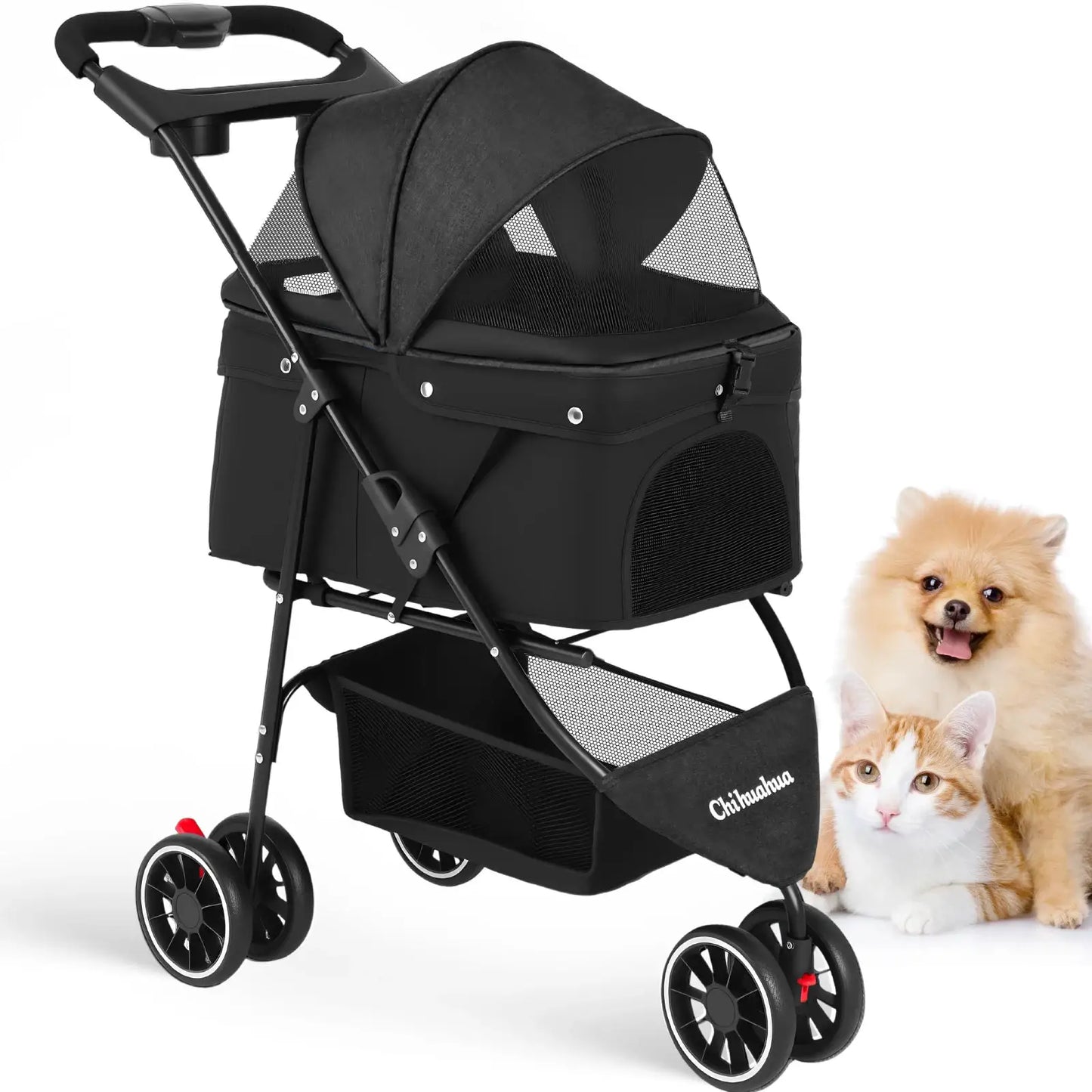 Chihuahua Pet Stroller for Dogs and Cats Portable Foldable Carrier by Furtastic Pet Essentials