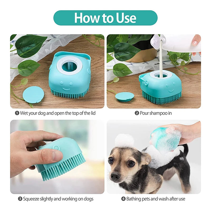 Silicone Dog Bath Massage Gloves For Pet Grooming And Shampooing