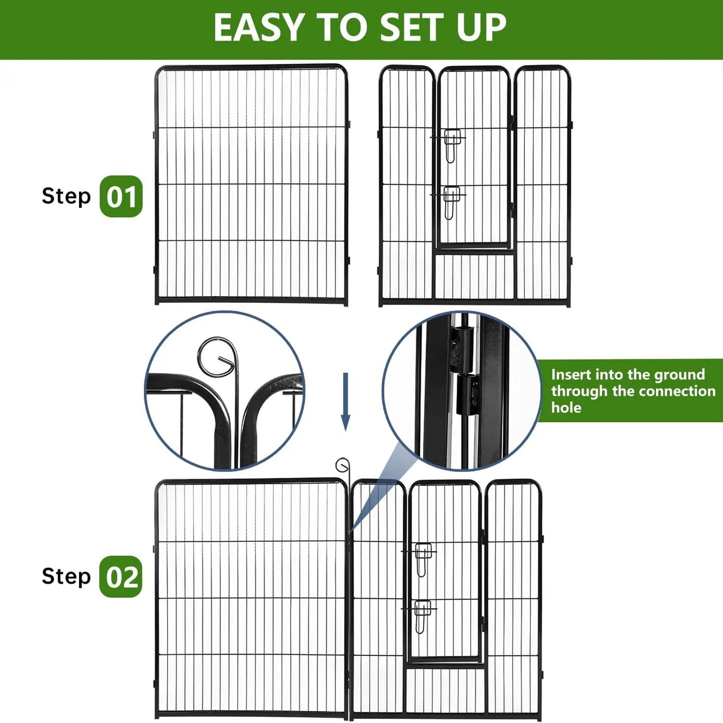Dog Playpen Heavy Duty Metal Exercise Pen Indoor Outdoor Fence Panels
