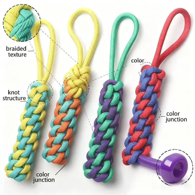 Durable Braided Rope Ball Dog Toy With Handle For Puppies
