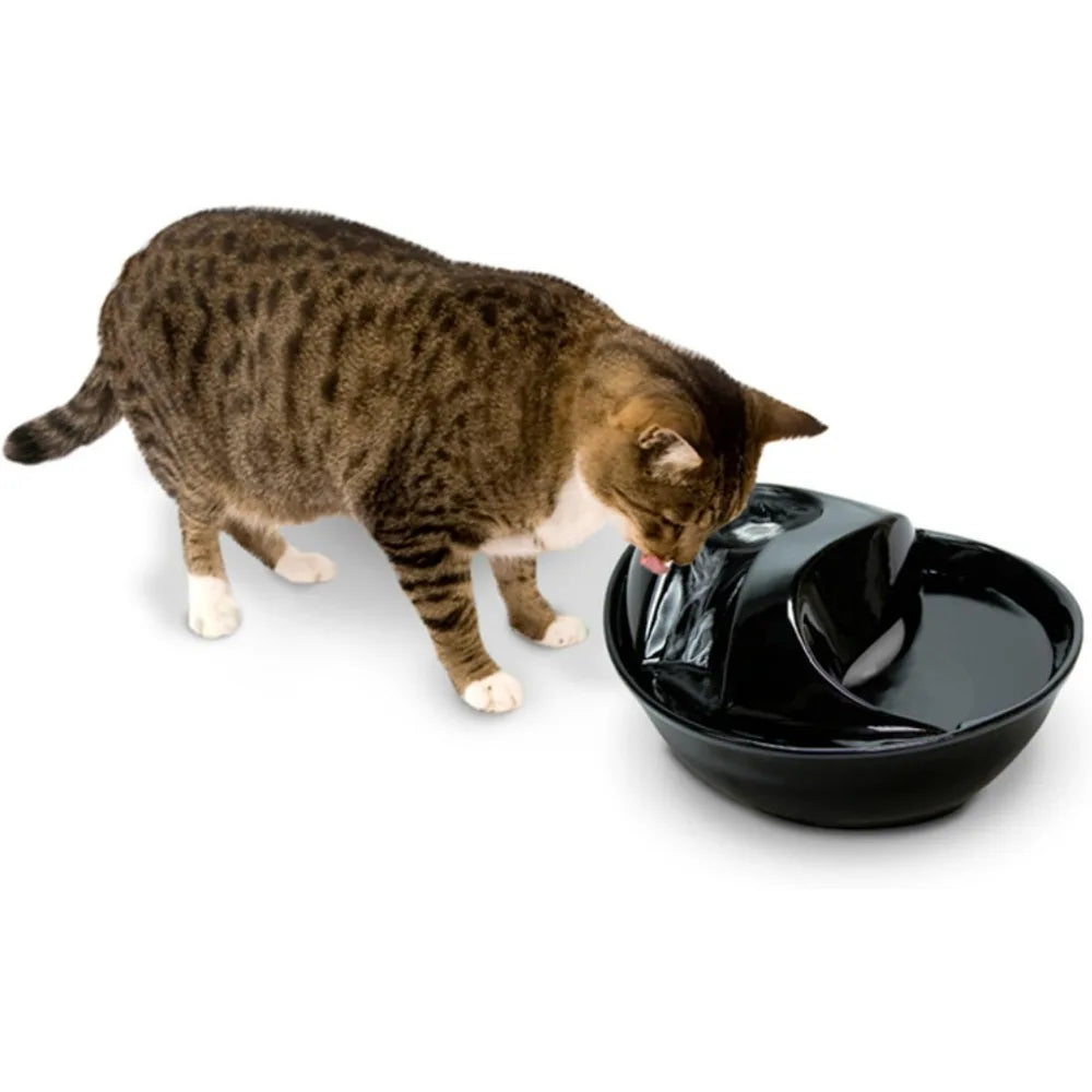 Ceramic Pet Water Fountain Raindrop Design 60 Oz for Cats and Dogs