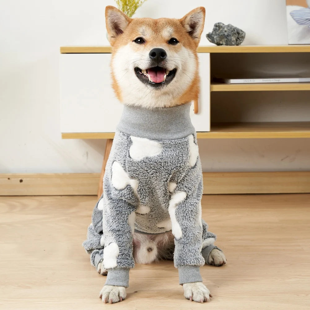 Winter Warm Fleece Dog Jumpsuit Pajamas For All Dogs