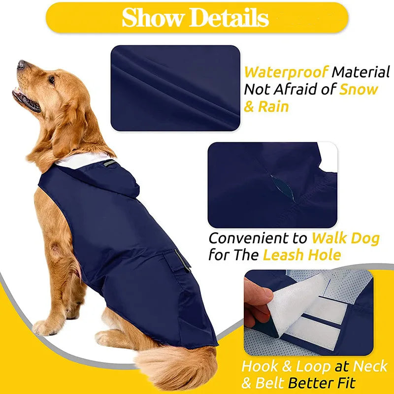 Choice Dog Raincoat Waterproof Hoodie Jacket With Reflective Stripe