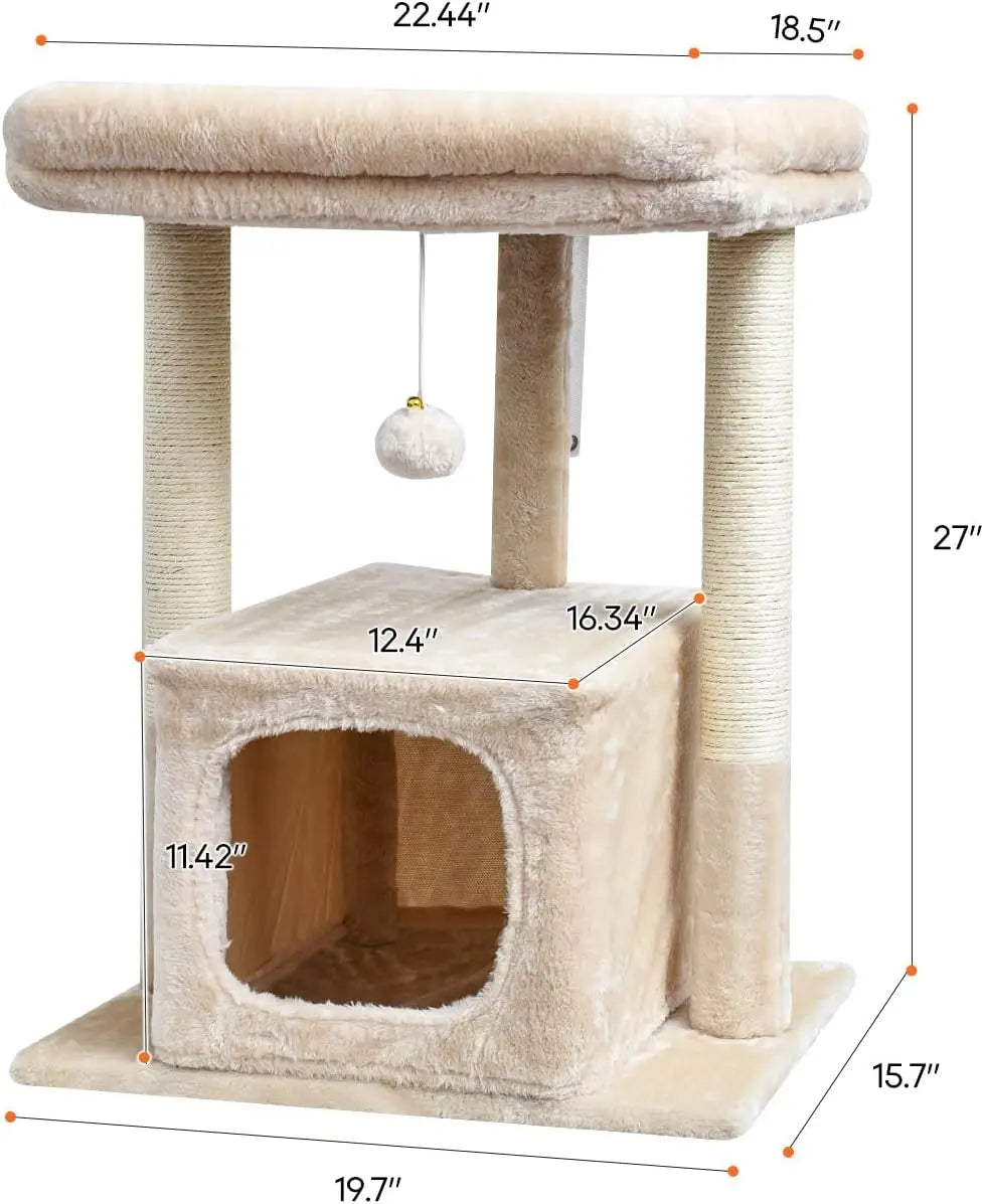 Cat Tree With Scratching Posts And Plush Perch For Cats