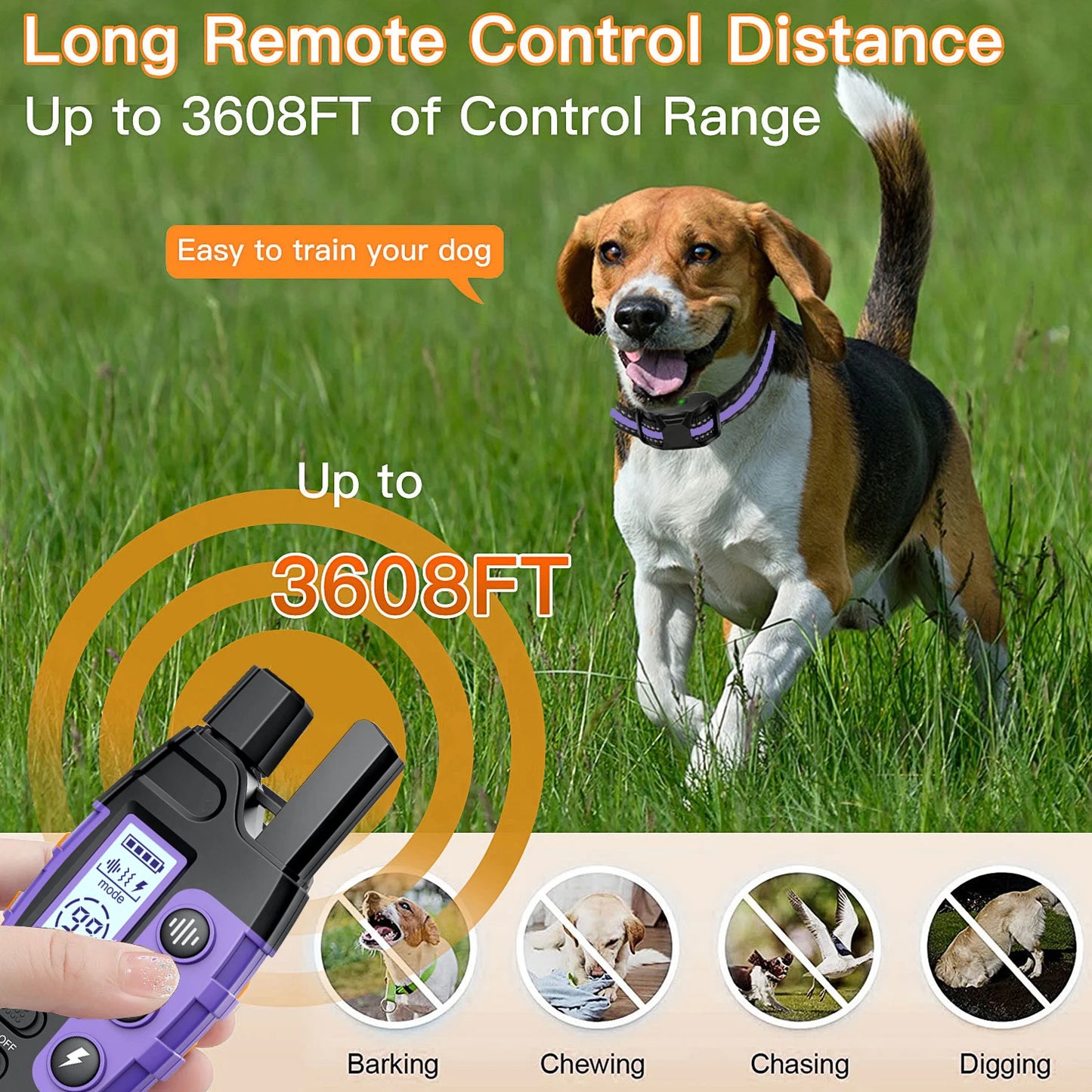 WXRPET 3300ft Waterproof Electric Dog Training Collar With Remote Control