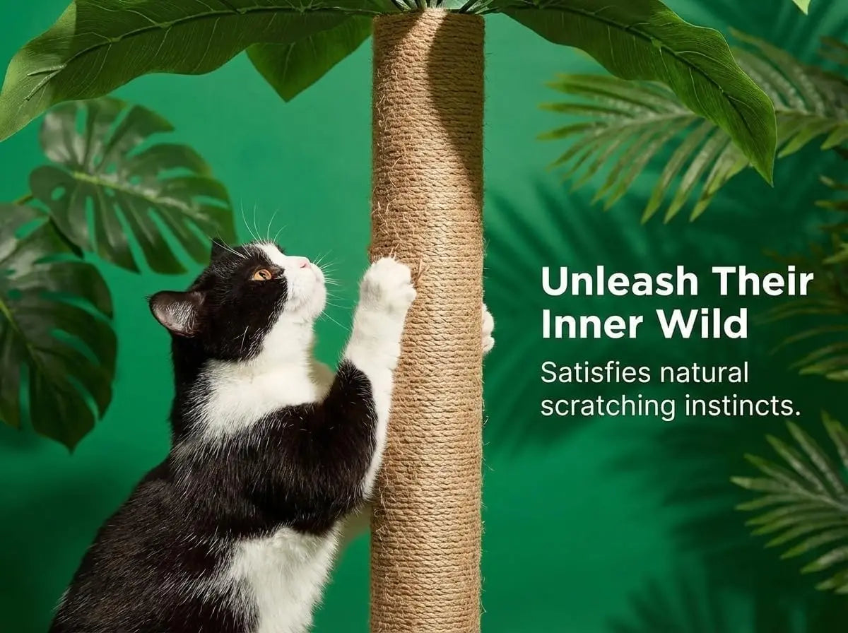 LEMONDAD Cat Scratching Tree With 3 Poles And 2 Dangling Balls