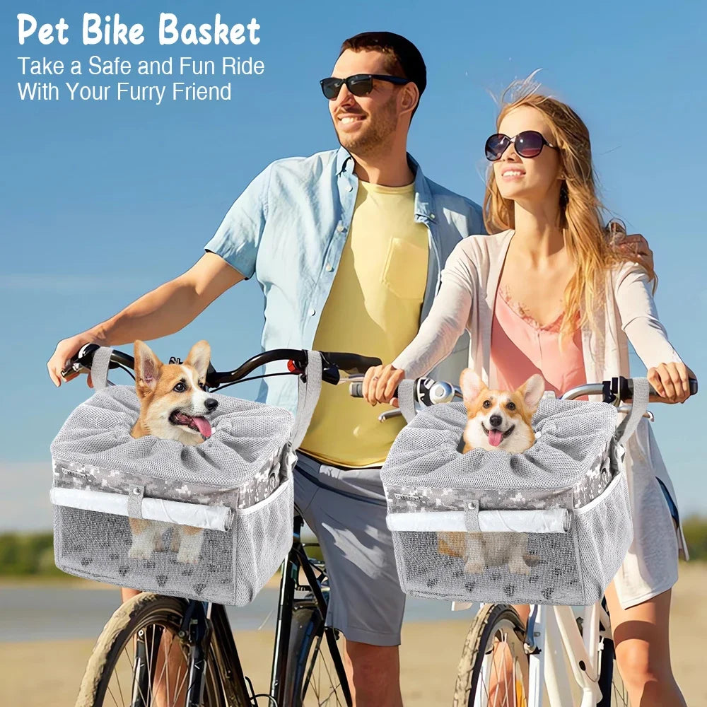FULED Dog Bike Basket Carrier Backpack With Four Open Doors