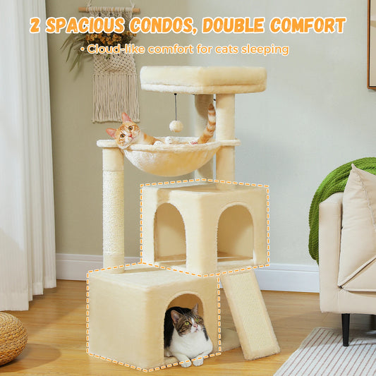 PEQULTICN Cat Tree For Indoor Cats Multi Level Tower With Sisal Scratching Post