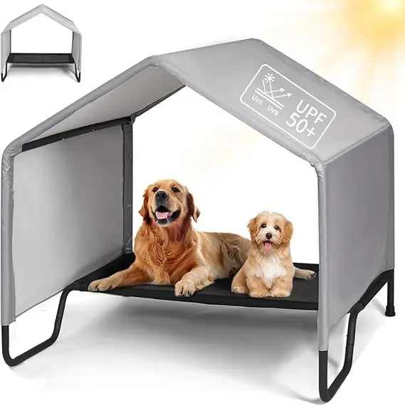 Outdoor Dog Bed With Canopy Shade Waterproof Sun Protection