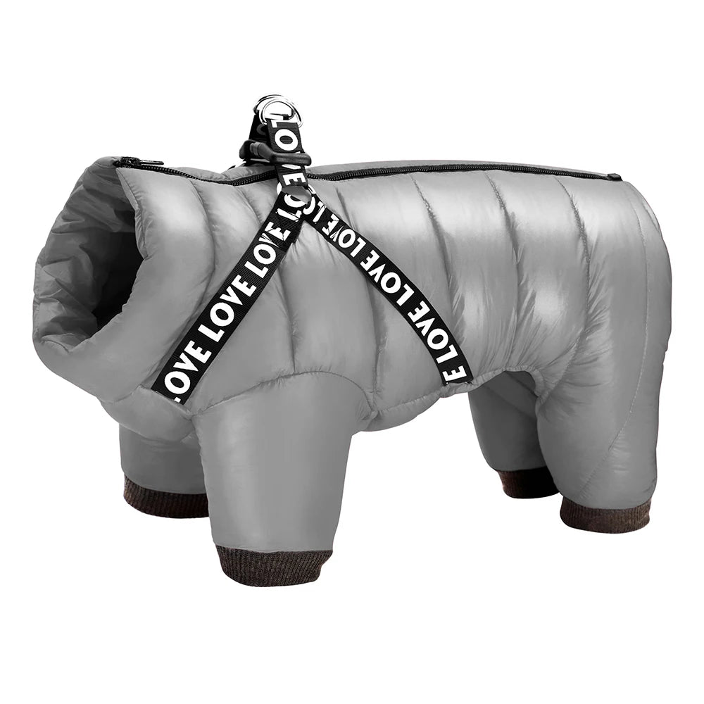 Winter Warm Dog Jacket Harness Waterproof For Small Medium Dogs