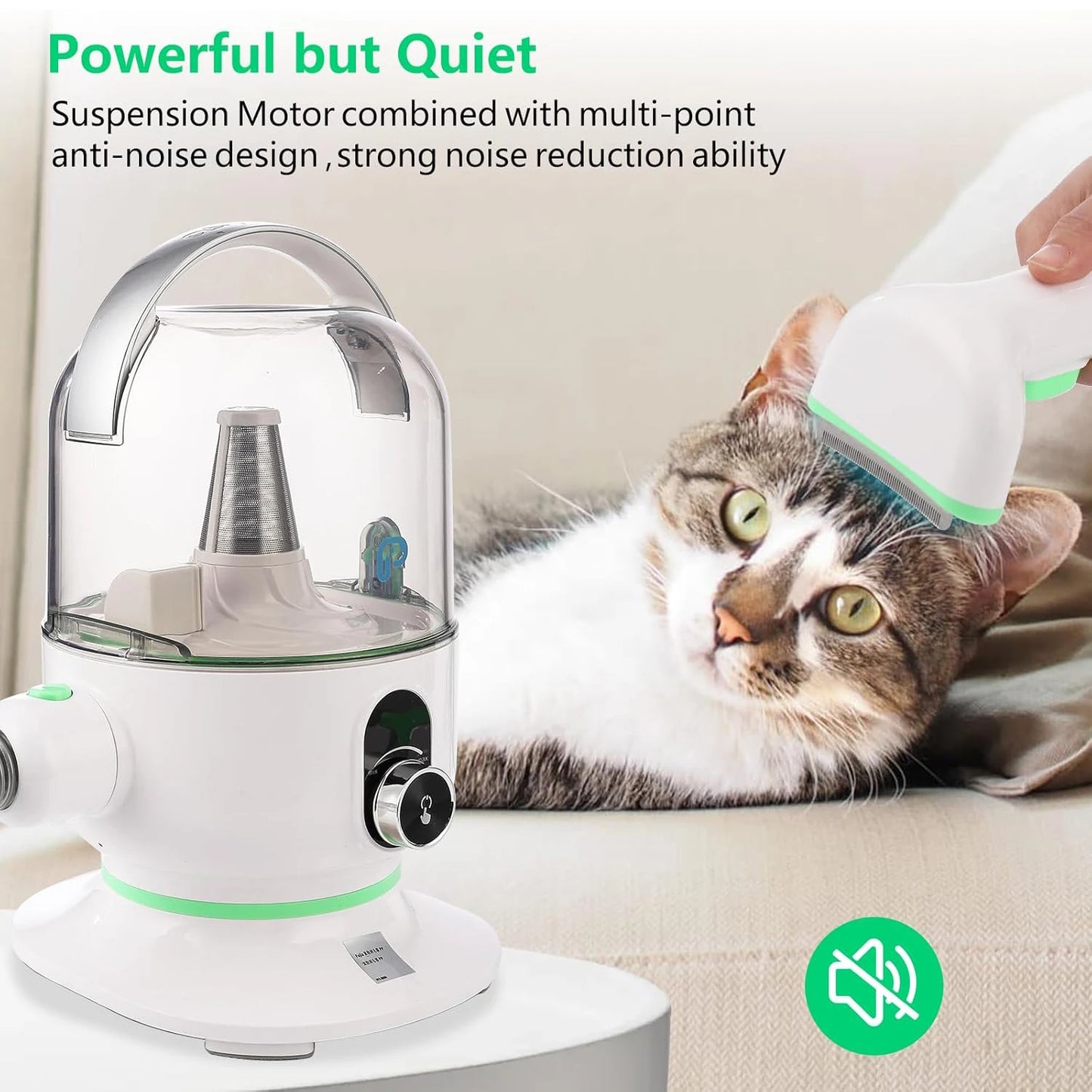 DishyKooker Pet Grooming Kit With Quiet Vacuum And 5 Grooming Tools For Pets