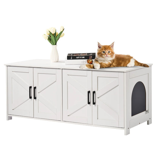 SucceBuy Cat Litter Box Enclosure For 2 Cats Hidden Cabinet