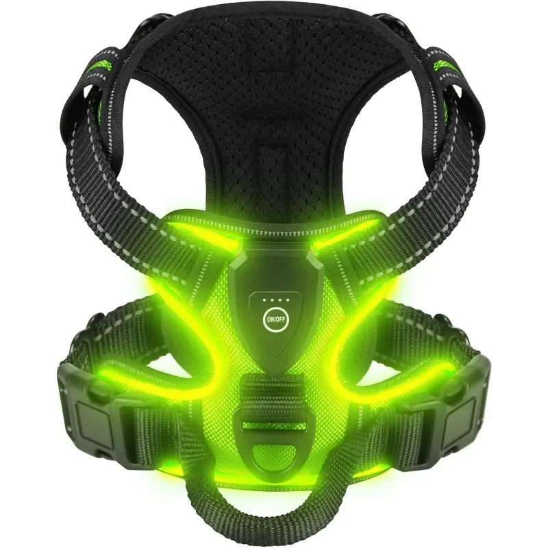 NONECN LED Glowing Dog Harness With Three Light Modes