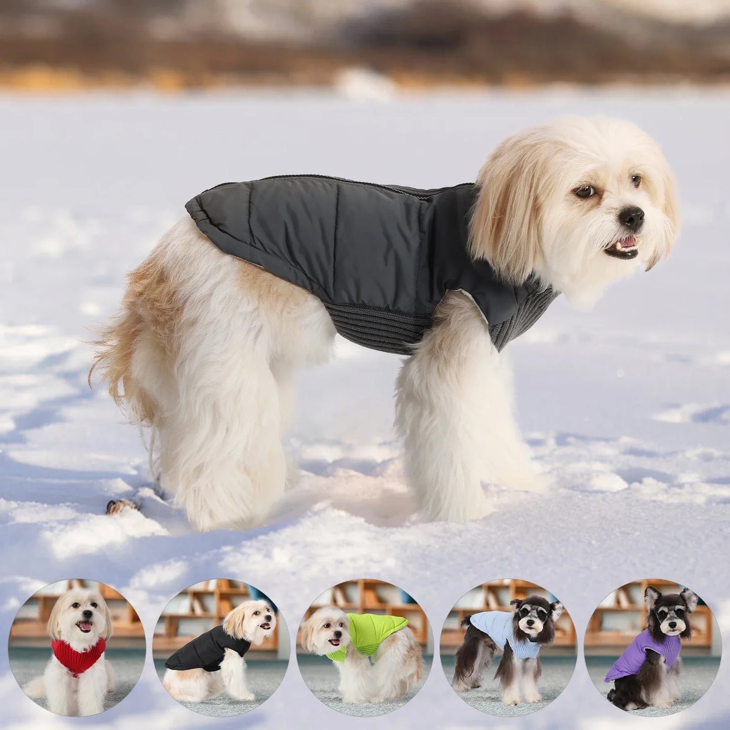 NONECN Dog Winter Coat With Zipper Windproof For Pets Durable