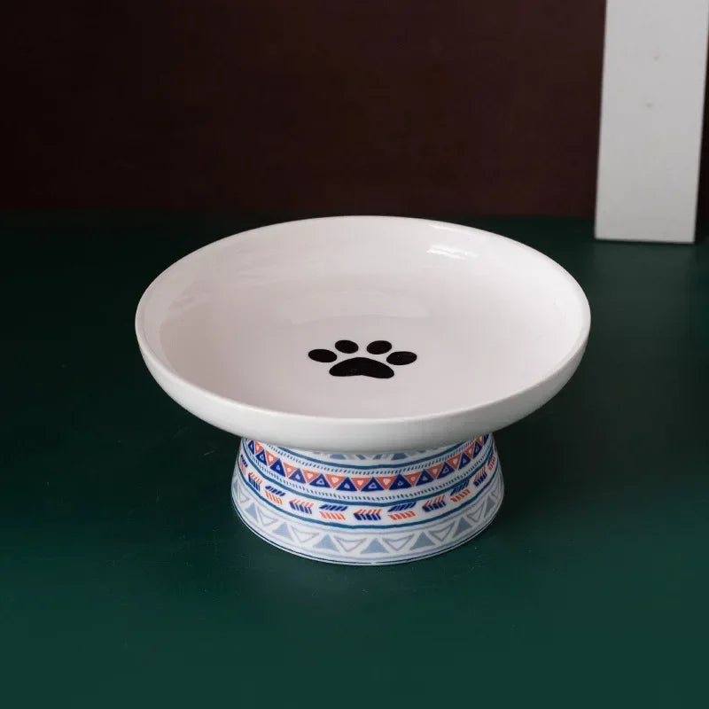 Ceramic Cat Water Bowl Bohemian Raised Feeding Station