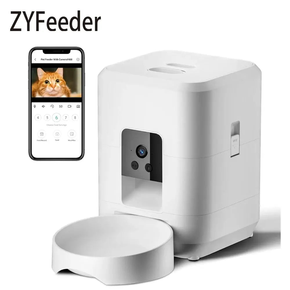 2L Automatic Pet Feeder Cat Smart Pet Feeder Wi-Fi & Camera Controlled feeder Dog & Cat Food Dispenser Remote App (No 5V 2A plug by Furtastic Pet Essentials