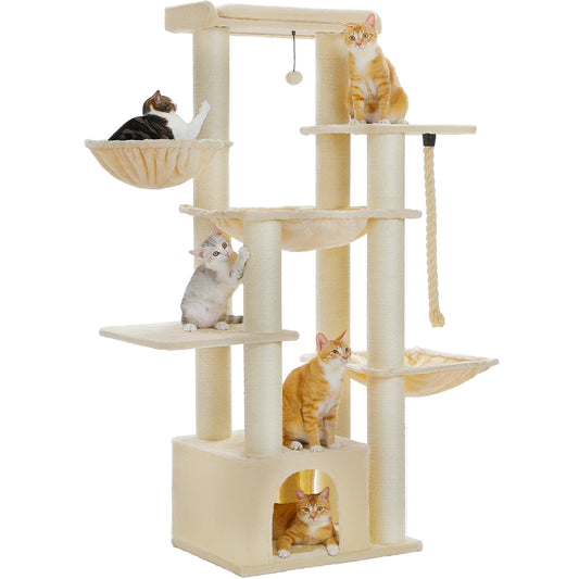 PEQULTICN Multi Level Cat Tree with Scratching Posts and Perch