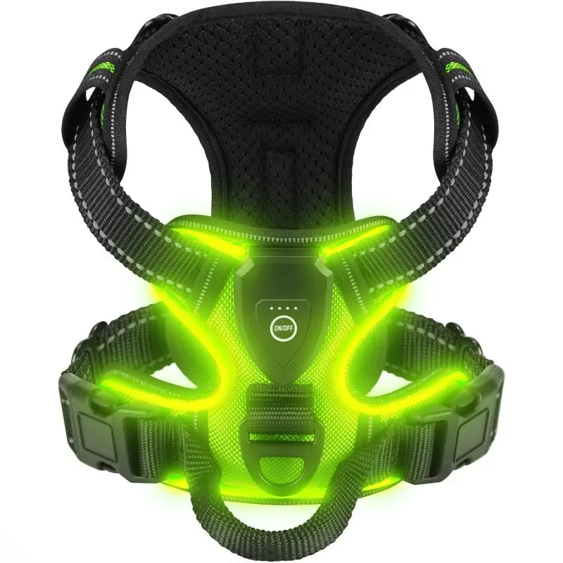 NONECN LED Glowing Dog Harness With Three Light Modes