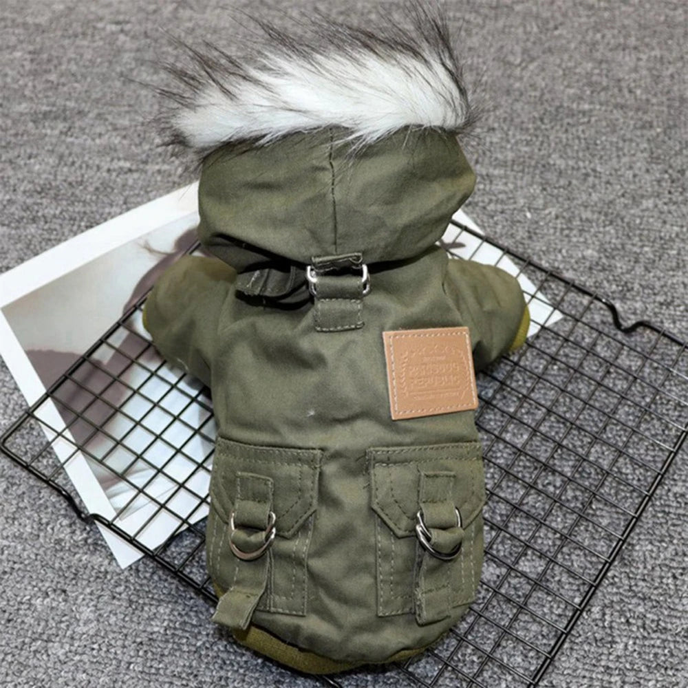 Dog Jacket With Harness Winter Windproof Coat For Outdoor Hiking