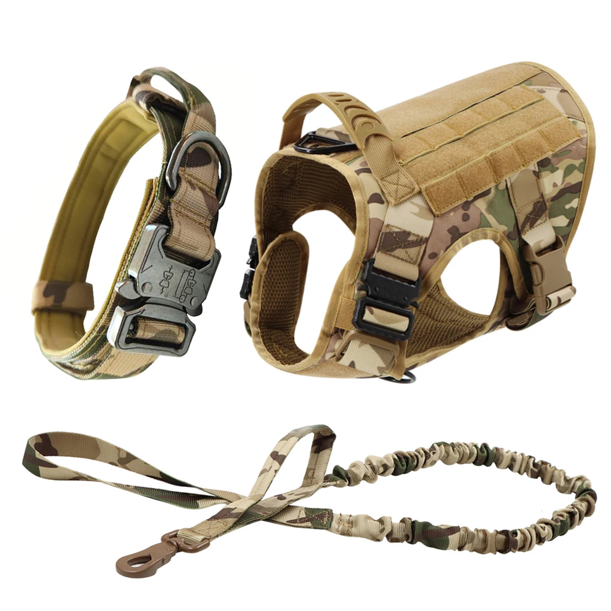 Tactical Nylon Dog Harness With Molle Pouches Adjustable
