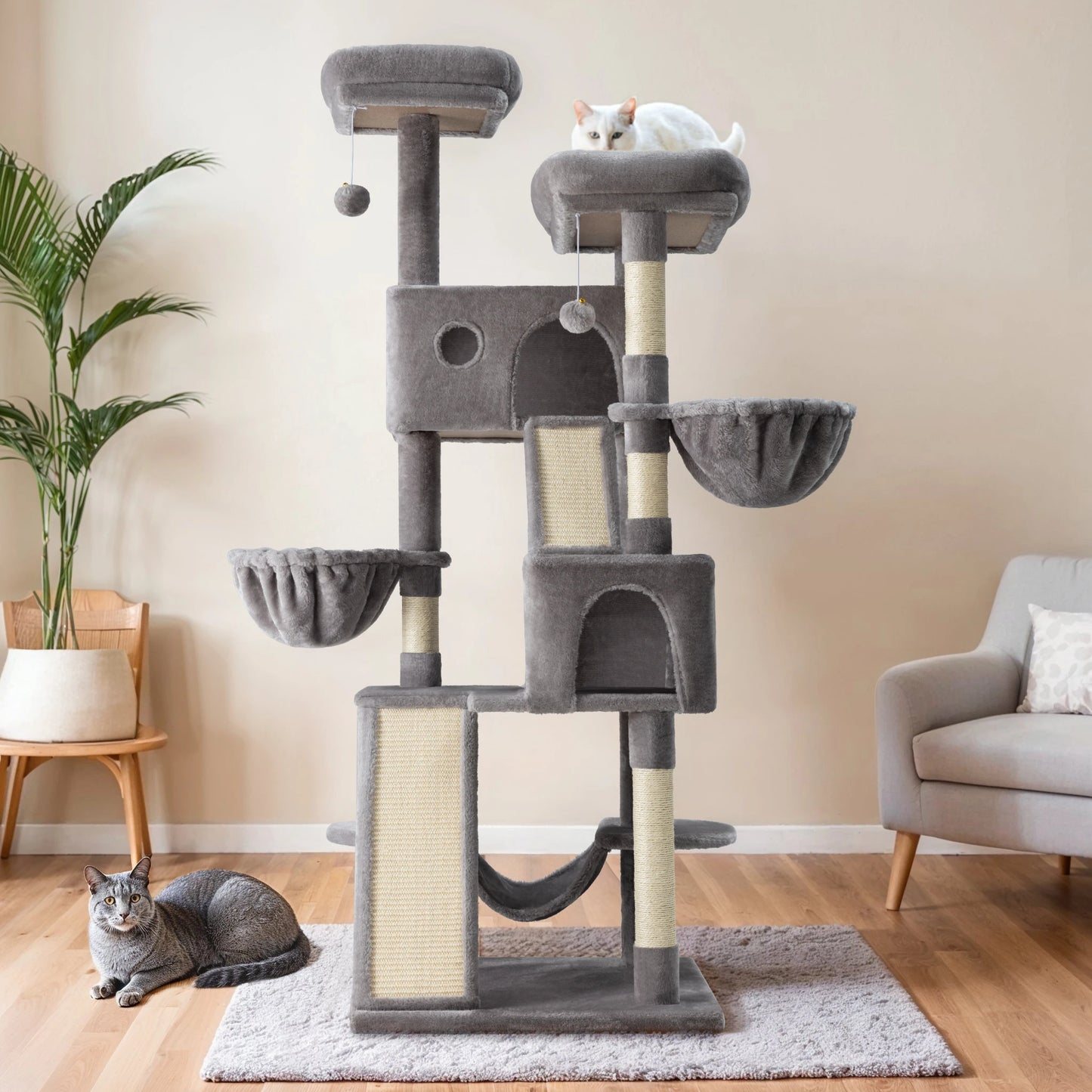 HOOMIC Multi-Level Cat Tree Tower With Plush Perches And Condo