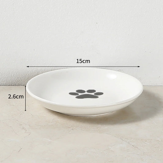 Ceramic Cat Food Bowl Whisker Friendly Shallow Dish Non Slip
