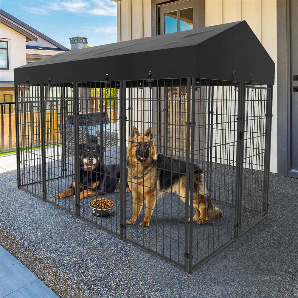 BORWARTH Heavy Duty Dog Kennel Playpen With Roof Cover