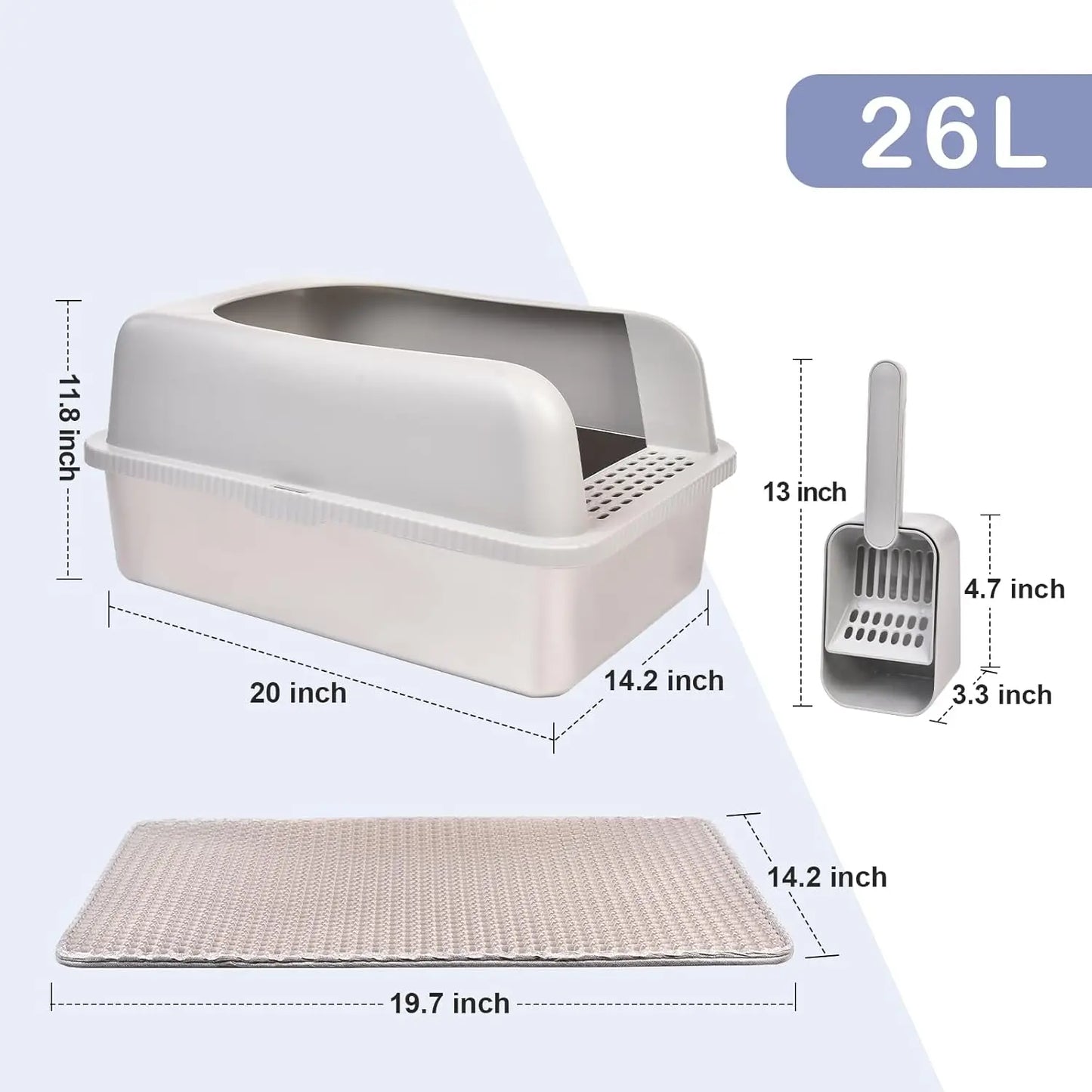 XMSJ Stainless Steel Cat Litter Box With Lid Extra Large
