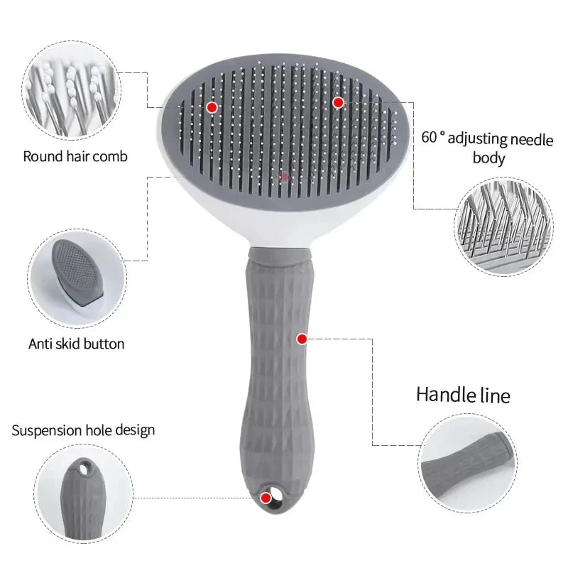 DIAMRI Self-Cleaning Pet Grooming Brush With Retractable Bristles