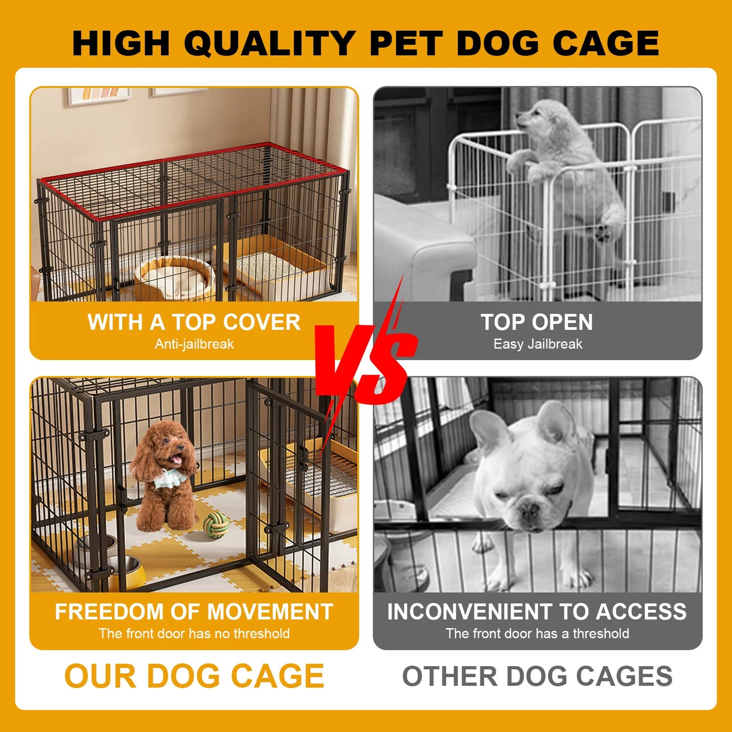 Heavy Duty Wire Dog Crate With Front Door Lock Industrial
