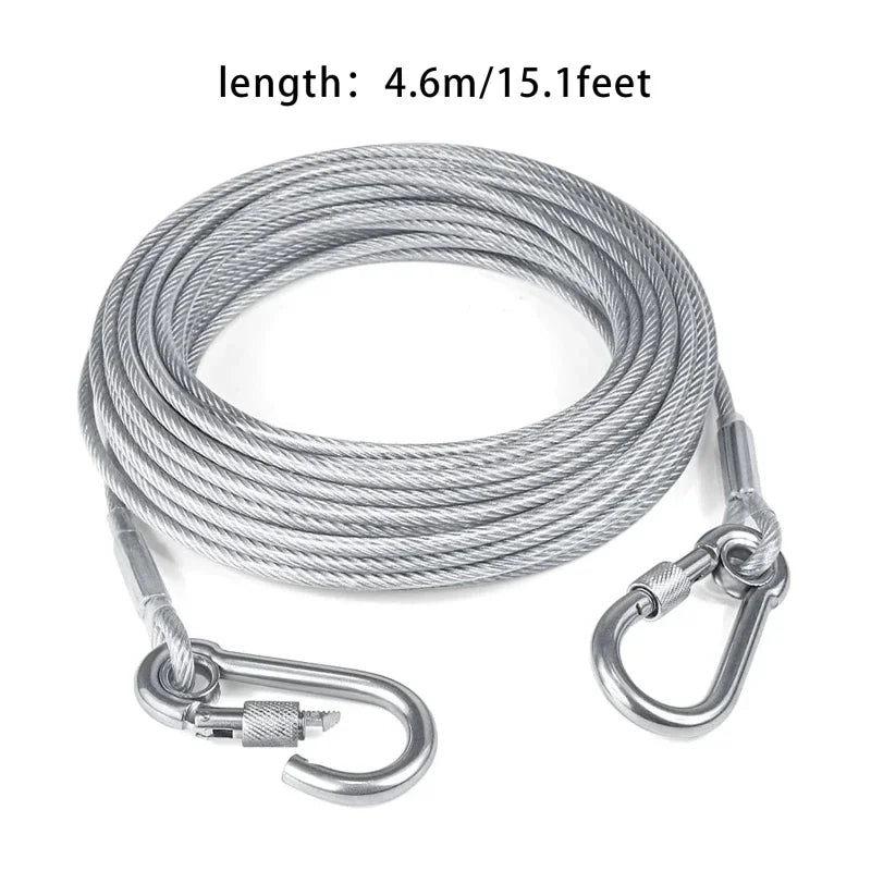 CN Double Headed Dog Tie Out Cable Leash Stainless Steel