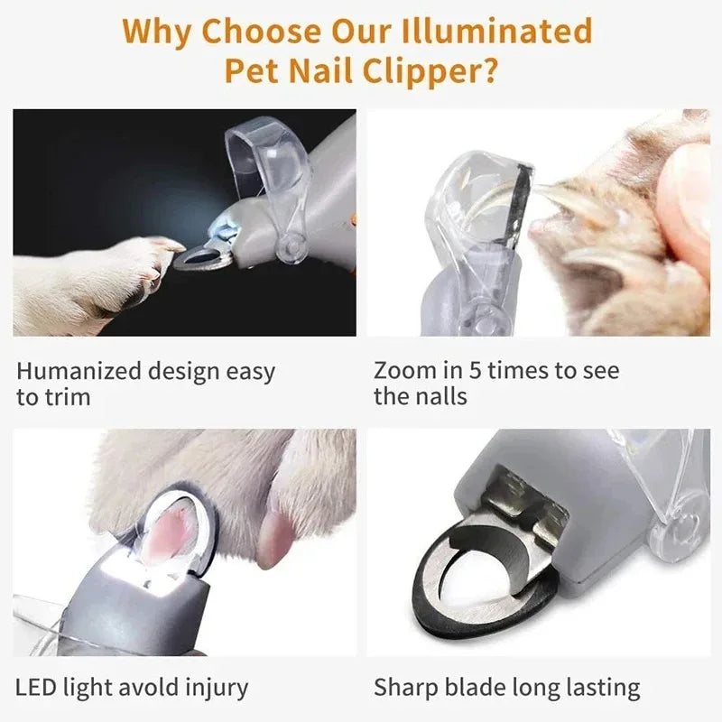 LED Light Pet Nail Clipper With Amplification For Pets