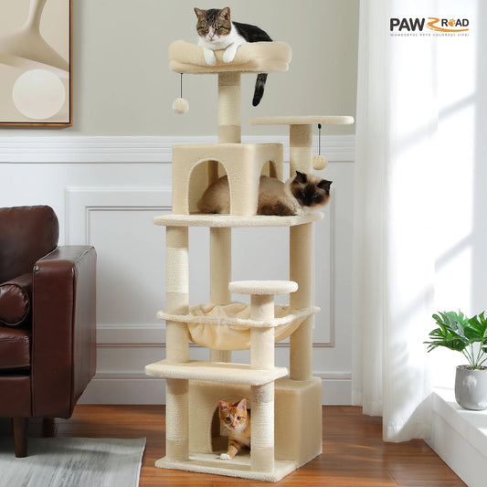 PEQULTICN 6 Level Cat Tree Tower Joyful Pompom Hammock